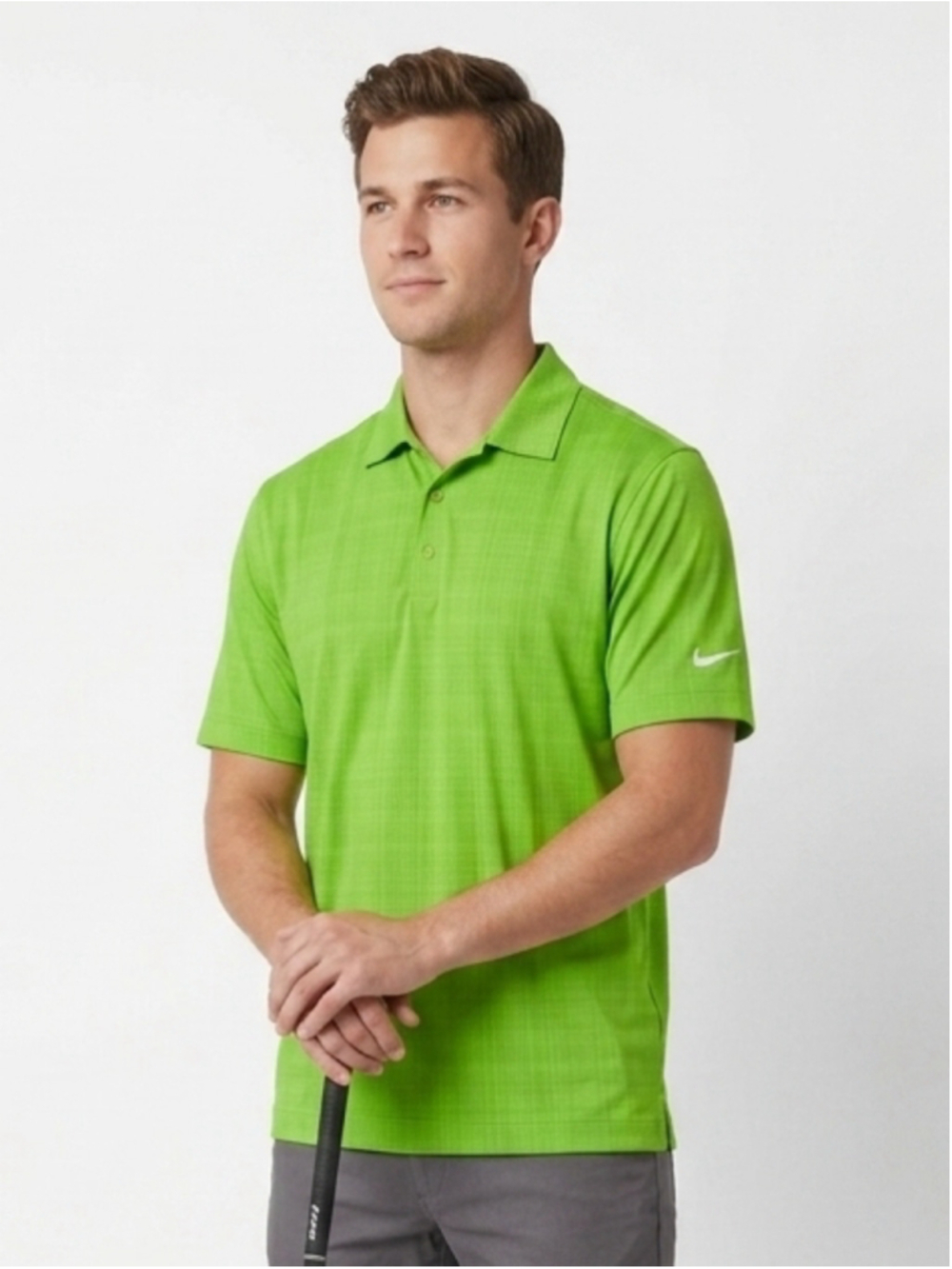 Nike Golf Dri-FIT Men's Crosshatch Pattern Polo Shirt Green Size Medium - 744